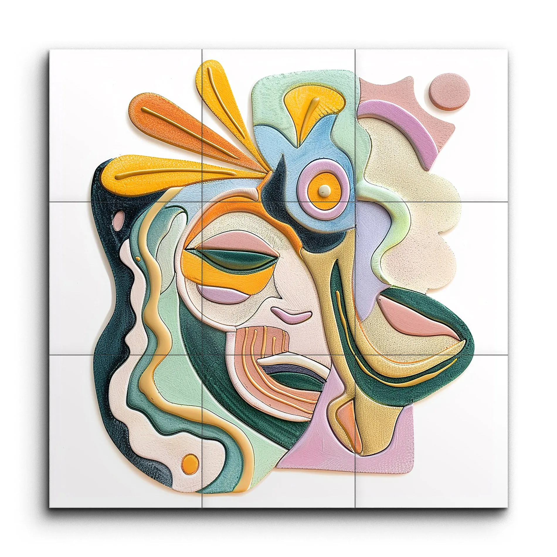 Vibrant Whimsy: Abstract Cubist Face