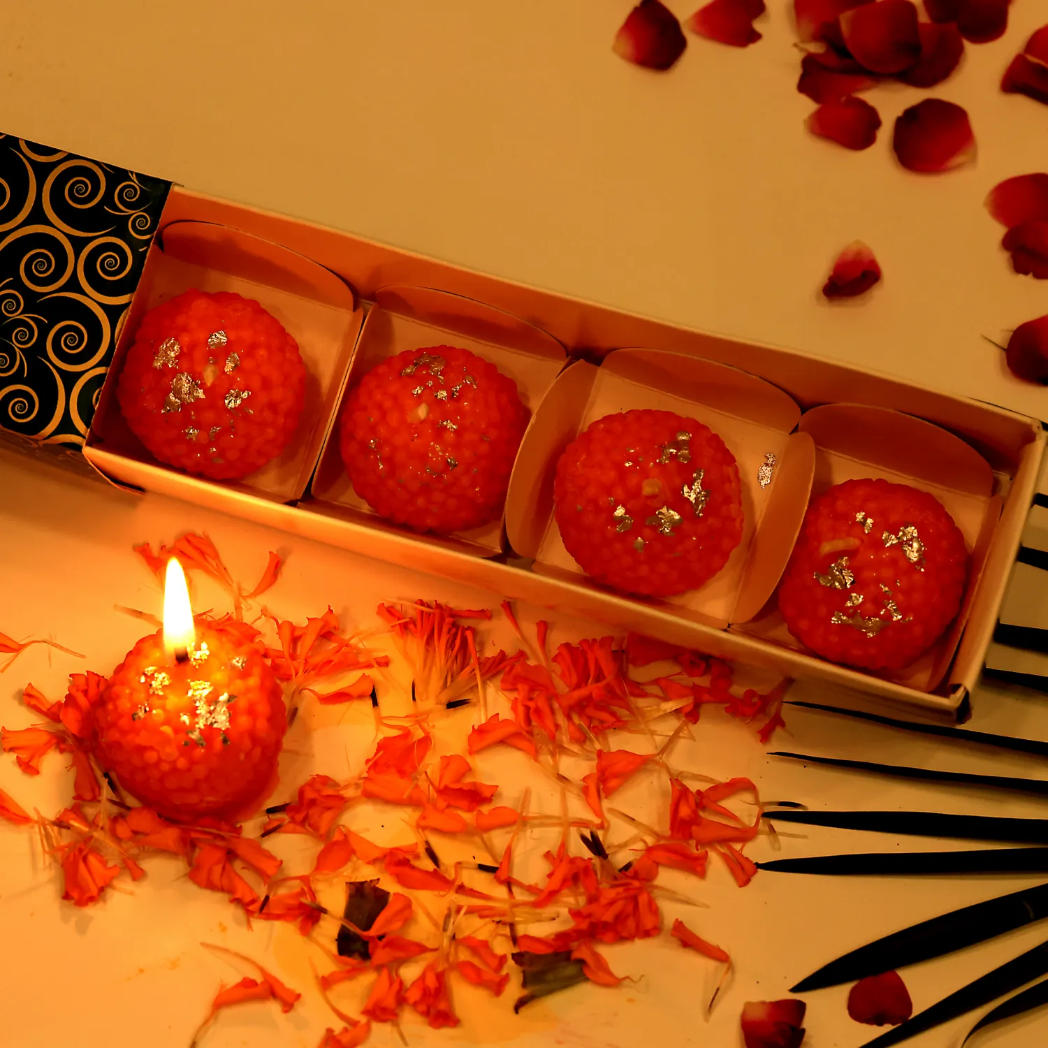 Vriksha Veda Sweetness of Laddoo Candles ( Pack of 4)